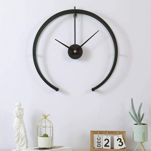 Garden Clock Weatherproof Outdoor Iron Wall Clock Outdoor Semicircle Wall Clock Outdoor Use Nordic Creative Lightweight Luxury Beautifully Suitable for Wall Decoration-Black in Kuwait