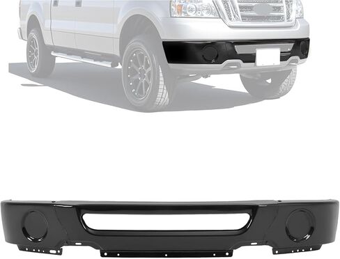 شريط وجه المصد الأمامي من KUAFU متوافق مع 2006-2008 Ford F-150 Lincoln Mark LT W/O استبدال فتحات ضوء الضباب لـ 6L3Z17757CAPTM FO1002402 فولاذ مطلي بمسحوق أسود 3 قطع in Saudi Arabia