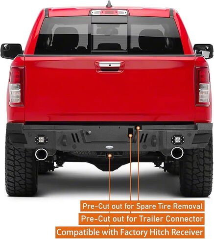 مجموعة المصد الأمامي والخلفي من Hooke Road لـ 2019-2024 Dodge Ram 1500 (باستثناء EcoDiesel، Rebel، TRX وRam 1500 Classic)، مصدات فولاذية للطرق الوعرة مع واقي شبكي، وحوامل على شكل حرف D in Saudi Arabia