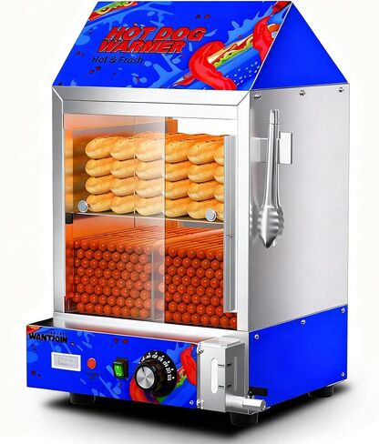 Want Joinin Hot Dog Steamer - 2 Tiers Electric Hot Dog Steamer مع BUN WRADER 27 L/24.52 QT ، بدلة الأبواب الزجاجية الزجاجية لـ 175 Dog Dog و 40 Buns in Kuwait