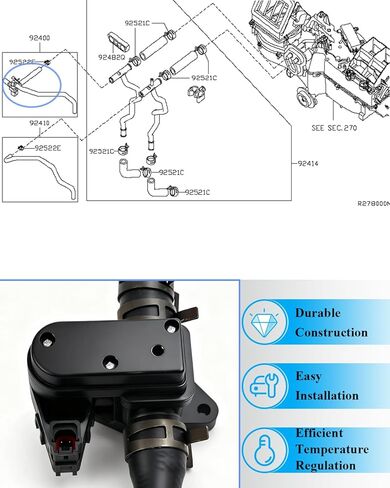 92400ZW10A Heater Control Valve Compatible with 2004-2015 Nissan Armada 5.6L, 2006 2007 2008 2009 2010 Infiniti QX56 5.6L, Heater Control Valve Replace OE# 92400-ZW10A 92400-ZC300 92400ZC300 in Kuwait