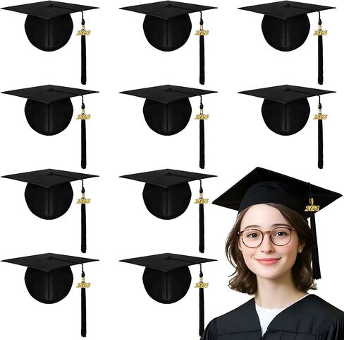 عبوة من 10 قبعات تخرج غير لامعة مع شرابة 2026 بكميات كبيرة للرجال والنساء في المدارس الثانوية والعازبة in Kuwait