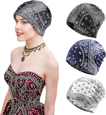 3-حزمة المرأة مترهل قبعة العلاج الكيميائي مفتوحة أعلى فقدان الشعر أغطية الرأس لمرضى السرطان لينة متعددة الوظائف وشاح قبعة قبعة in Kuwait