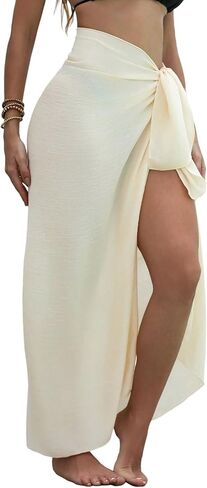EARKOHA Womens Swimsuit Cover Up Swim Solid Color Knotted High Slit Skirt Coverup For Summer Beach Vacation in Kuwait