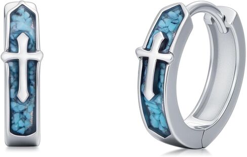 Hoop Earrings for Men Women 925 Sterling Silver Viking/Cross Earrings Gifts for Friend in Kuwait