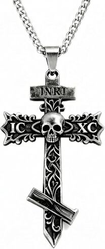 Orthodox Cross Necklace, Gothic Cross Necklace 925 Sterling Silver Crucifix Pendant for Women Men in Saudi Arabia