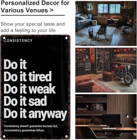 علامة عتيقة Do It Anyway، لوحة فنية جدارية معدنية تحفيزية لديكور المنزل وصالة الألعاب الرياضية والمكتب، ملصق لياقة بدنية مقاوم للصدأ مقاس 12 × 8 بوصة مع فتحات مثقوبة مسبقًا، هدية ملهمة للرجال والنساء in Kuwait