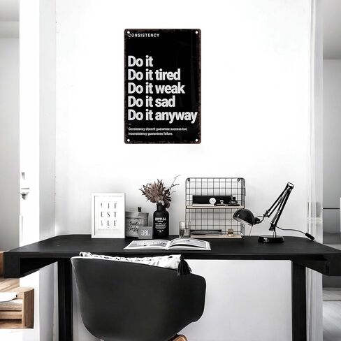 علامة عتيقة Do It Anyway، لوحة فنية جدارية معدنية تحفيزية لديكور المنزل وصالة الألعاب الرياضية والمكتب، ملصق لياقة بدنية مقاوم للصدأ مقاس 12 × 8 بوصة مع فتحات مثقوبة مسبقًا، هدية ملهمة للرجال والنساء in Kuwait