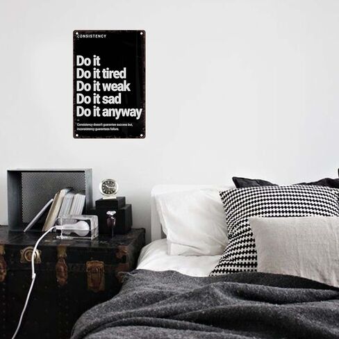 علامة عتيقة Do It Anyway، لوحة فنية جدارية معدنية تحفيزية لديكور المنزل وصالة الألعاب الرياضية والمكتب، ملصق لياقة بدنية مقاوم للصدأ مقاس 12 × 8 بوصة مع فتحات مثقوبة مسبقًا، هدية ملهمة للرجال والنساء in Kuwait