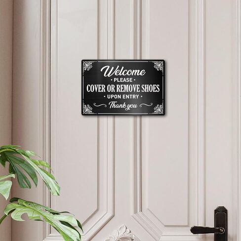 Please Remove Your Shoes Metal Sign 12 X 8 Inches, Take off Your Remove Shoes Sign for Front Door, Housewarming Gifts for New Home House, Cover Or Remove Shoes in Kuwait
