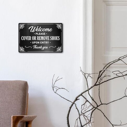 Please Remove Your Shoes Metal Sign 12 X 8 Inches, Take off Your Remove Shoes Sign for Front Door, Housewarming Gifts for New Home House, Cover Or Remove Shoes in Kuwait