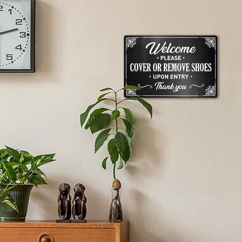 Please Remove Your Shoes Metal Sign 12 X 8 Inches, Take off Your Remove Shoes Sign for Front Door, Housewarming Gifts for New Home House, Cover Or Remove Shoes in Kuwait