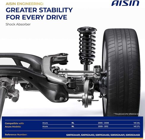 AISIN SABH-00024 Rear Struts Shock Absorbers - Compatible with Acura RL 2005-2012 - Set of 2 in Saudi Arabia