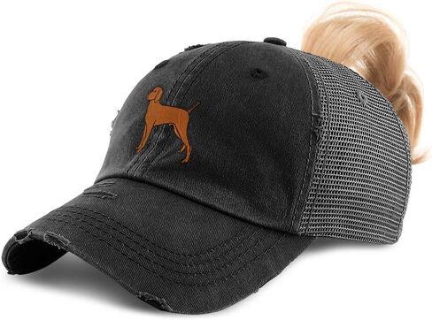 Custom Womens Ponytail Cap Vizsla Dog Embroidery Cotton Strap Closure in Saudi Arabia