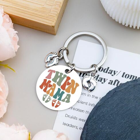 Twin Mom Gifts Twin Mama Keychain Twins Baby Items Pregnancy Announcement Gender Reveal Baby Shower Birthday Mother's Day Gifts for Twins Mom in Saudi Arabia