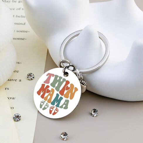 Twin Mom Gifts Twin Mama Keychain Twins Baby Items Pregnancy Announcement Gender Reveal Baby Shower Birthday Mother's Day Gifts for Twins Mom in Saudi Arabia