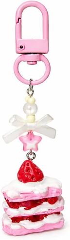 Dessert Keychain – Cake Keychains Bag Charms for Women with Bow and Pink Star Decorations, Cute Key Chains Gifts for Girls, Friends and Desserts Lovers in Kuwait