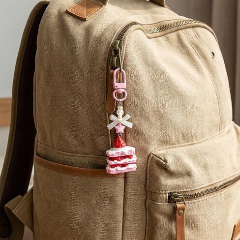 Dessert Keychain – Cake Keychains Bag Charms for Women with Bow and Pink Star Decorations, Cute Key Chains Gifts for Girls, Friends and Desserts Lovers in Kuwait