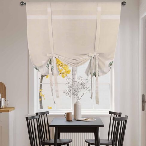 Tropical Palm Trees Tie Up Curtains for Window, Beach Coastal Plants Thermal Insulated Balloon Shade Adjustable Rod Pocket Curtains Valance Panels for Kitchen Bathroom Café 42'' x 63'' in Saudi Arabia