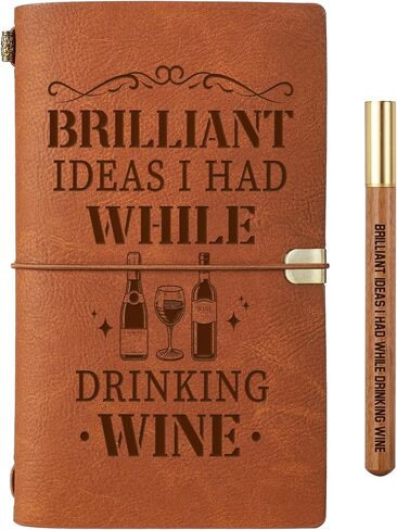 Wine Gifts for Women, Leather Tasting Journal Notebook with Pen, Gifts for Wine Lover Men Lovers Drinkers Enthusiasts Couple on Birthday - Travel Diary, Sketchbook, Lined Planner in Saudi Arabia