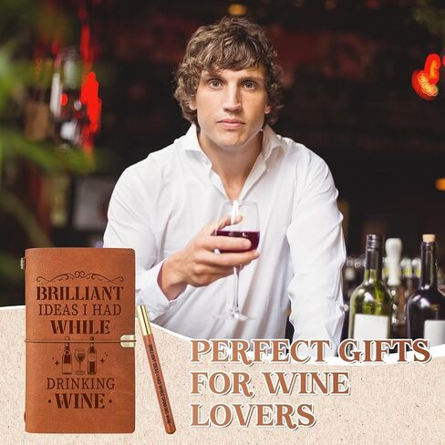Wine Gifts for Women, Leather Tasting Journal Notebook with Pen, Gifts for Wine Lover Men Lovers Drinkers Enthusiasts Couple on Birthday - Travel Diary, Sketchbook, Lined Planner in Saudi Arabia