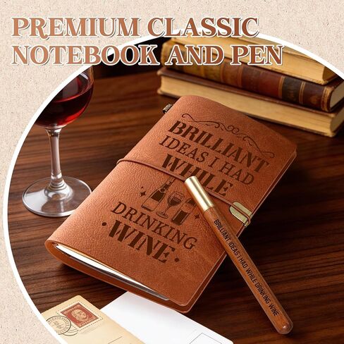 Wine Gifts for Women, Leather Tasting Journal Notebook with Pen, Gifts for Wine Lover Men Lovers Drinkers Enthusiasts Couple on Birthday - Travel Diary, Sketchbook, Lined Planner in Saudi Arabia