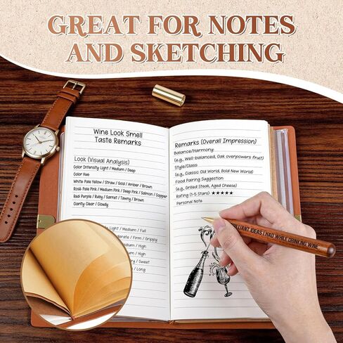 Wine Gifts for Women, Leather Tasting Journal Notebook with Pen, Gifts for Wine Lover Men Lovers Drinkers Enthusiasts Couple on Birthday - Travel Diary, Sketchbook, Lined Planner in Saudi Arabia