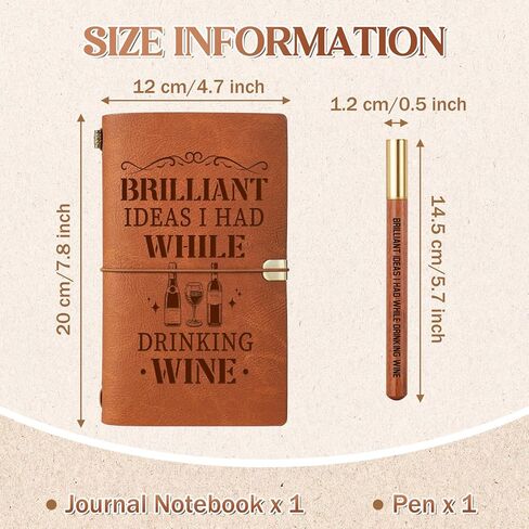 Wine Gifts for Women, Leather Tasting Journal Notebook with Pen, Gifts for Wine Lover Men Lovers Drinkers Enthusiasts Couple on Birthday - Travel Diary, Sketchbook, Lined Planner in Saudi Arabia