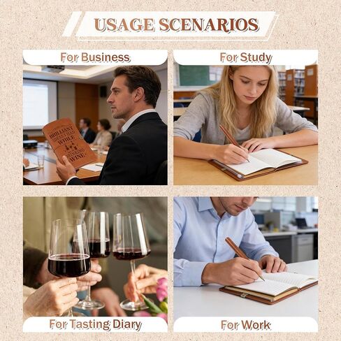 Wine Gifts for Women, Leather Tasting Journal Notebook with Pen, Gifts for Wine Lover Men Lovers Drinkers Enthusiasts Couple on Birthday - Travel Diary, Sketchbook, Lined Planner in Saudi Arabia