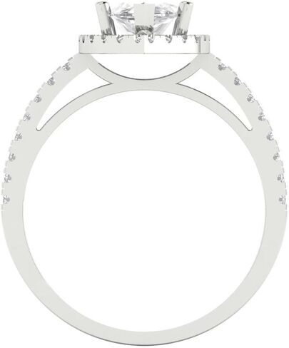 Clara Pucci 2.38 Carat Marquise Cut Zircon 14K White Gold Halo Solitaire W/Accents Bridal Wedding Everlasting Promise Ring Dainty Band in Saudi Arabia
