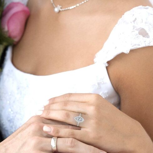 Clara Pucci 2.38 Carat Marquise Cut Zircon 14K White Gold Halo Solitaire W/Accents Bridal Wedding Everlasting Promise Ring Dainty Band in Saudi Arabia
