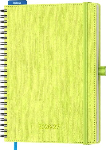 مخطط 2026-2027، مخطط أكاديمي يومي أسبوعي شهري، جدول أعمال حلزوني لمدة 18 شهرًا، 6.5 بوصة × 8.5 بوصة، تخطيط عمودي، مخطط تقويم، غطاء ناعم من الجلد النباتي، أخضر تفاحي in Kuwait