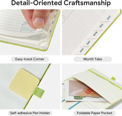 مخطط 2026-2027، مخطط أكاديمي يومي أسبوعي شهري، جدول أعمال حلزوني لمدة 18 شهرًا، 6.5 بوصة × 8.5 بوصة، تخطيط عمودي، مخطط تقويم، غطاء ناعم من الجلد النباتي، أخضر تفاحي in Kuwait