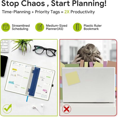 مخطط 2026-2027، مخطط أكاديمي يومي أسبوعي شهري، جدول أعمال حلزوني لمدة 18 شهرًا، 6.5 بوصة × 8.5 بوصة، تخطيط عمودي، مخطط تقويم، غطاء ناعم من الجلد النباتي، أخضر تفاحي in Kuwait