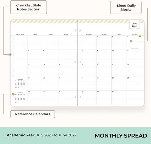 Blue Sky Day Designer 2026-2027 Monthly Academic Year Teacher Planner Calendar, July 2026 - June 2027, 8.5" x 11", Coated Paper Cover, Stapled Binding, Swiss Dot Blush in Saudi Arabia