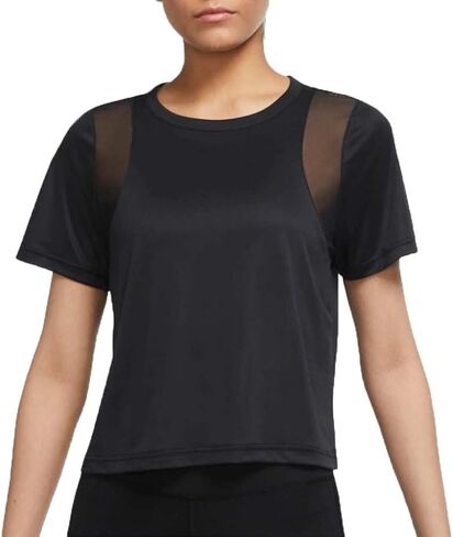 قميص علوي للنساء من Nike Yoga Dri-Fit بأكمام قصيرة (B(DJ6571-010)/B، صغير) in Saudi Arabia