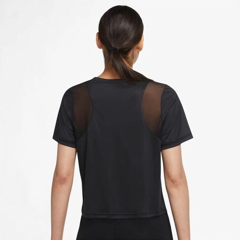 قميص علوي للنساء من Nike Yoga Dri-Fit بأكمام قصيرة (B(DJ6571-010)/B، صغير) in Saudi Arabia