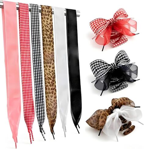 6 Pairs Ribbon Shoe Laces, Soft Cute Satin Shoelaces for Women Girls Sneakers, Novelty Fancy Lace Shoestrings in Kuwait