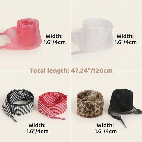6 Pairs Ribbon Shoe Laces, Soft Cute Satin Shoelaces for Women Girls Sneakers, Novelty Fancy Lace Shoestrings in Kuwait