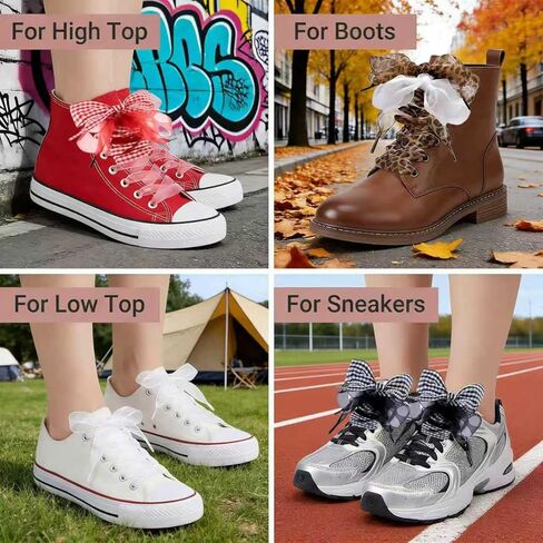 6 Pairs Ribbon Shoe Laces, Soft Cute Satin Shoelaces for Women Girls Sneakers, Novelty Fancy Lace Shoestrings in Kuwait