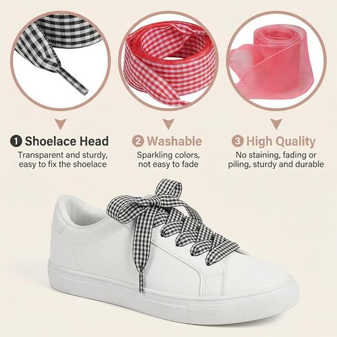 6 Pairs Ribbon Shoe Laces, Soft Cute Satin Shoelaces for Women Girls Sneakers, Novelty Fancy Lace Shoestrings in Kuwait