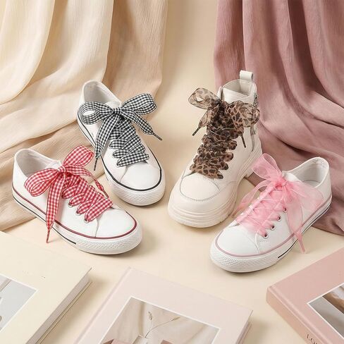 6 Pairs Ribbon Shoe Laces, Soft Cute Satin Shoelaces for Women Girls Sneakers, Novelty Fancy Lace Shoestrings in Kuwait