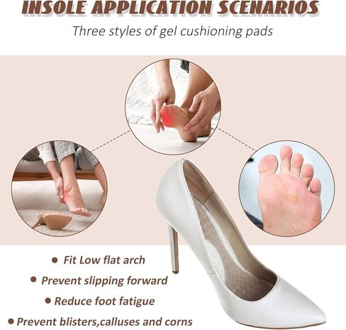 6 Pairs of High Heel Cushion Inserts for Women 3/4 Invisible Insoles Prevent Feet from Sliding Forward Shock Sweat Absorption Comfort Shoe Pads for High Heels Sandals Flats Boots Pumps in Saudi Arabia