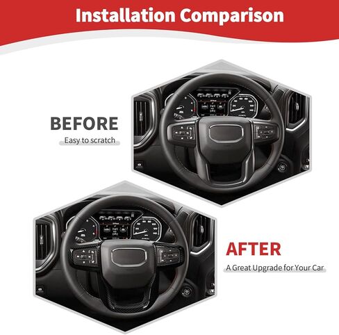 for Sierra Steering Wheel Panel Trim Sticker for GMC Sierra 2019 2020 2021 2022 2023 2024-Present Black Carbon Fiber Interior Accessories 1pc in Saudi Arabia