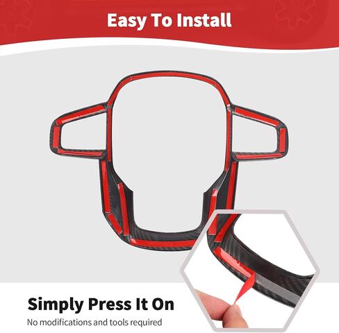 for Sierra Steering Wheel Panel Trim Sticker for GMC Sierra 2019 2020 2021 2022 2023 2024-Present Black Carbon Fiber Interior Accessories 1pc in Saudi Arabia