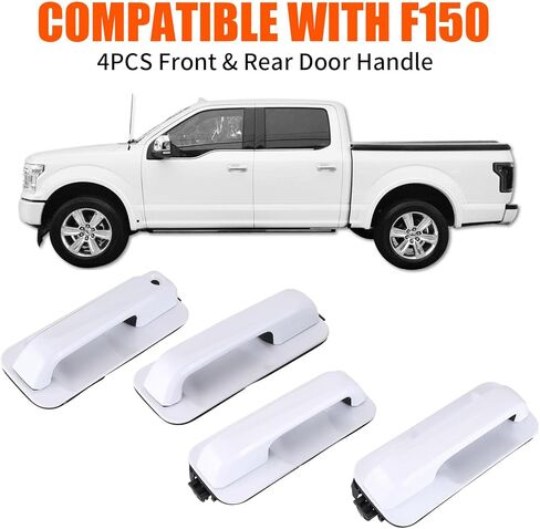 مقبض الباب الأمامي والخلفي للسائق وجانب الراكب مقبض الباب الخارجي متوافق مع Ford F150 F-150 2015-2020 بيك اب شاحنة استبدال OE FL3Z1522405AA JC3Z2626605AA JC3Z2522404AA in Kuwait