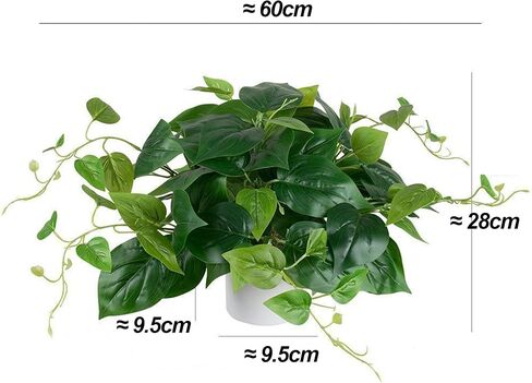 نبات البوثوس الاصطناعي مع وعاء بلاستيكي - نبات صناعي داخلي مزيف لديكور المنزل والمكتب، عبوة واحدة in Kuwait