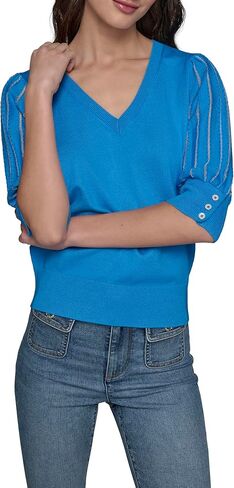 KARL LAGERFELD Paris Women's Sportswear Sweater, French Blue, X-Small in Saudi Arabia