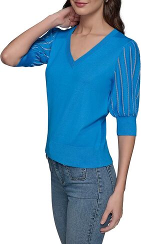 KARL LAGERFELD Paris Women's Sportswear Sweater, French Blue, X-Small in Saudi Arabia
