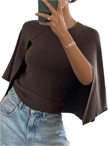 Verdusa Women's Dressy Casual Sweaters Dolman Raglan Sleeve Elegant Pullover Knit Tops in Saudi Arabia